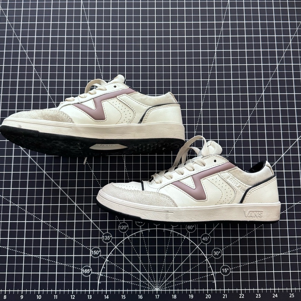 Vans Men's White and Light Pink Sneakers